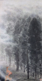 黄展时作品《晨林鹿鸣》  规格：60x32cm
